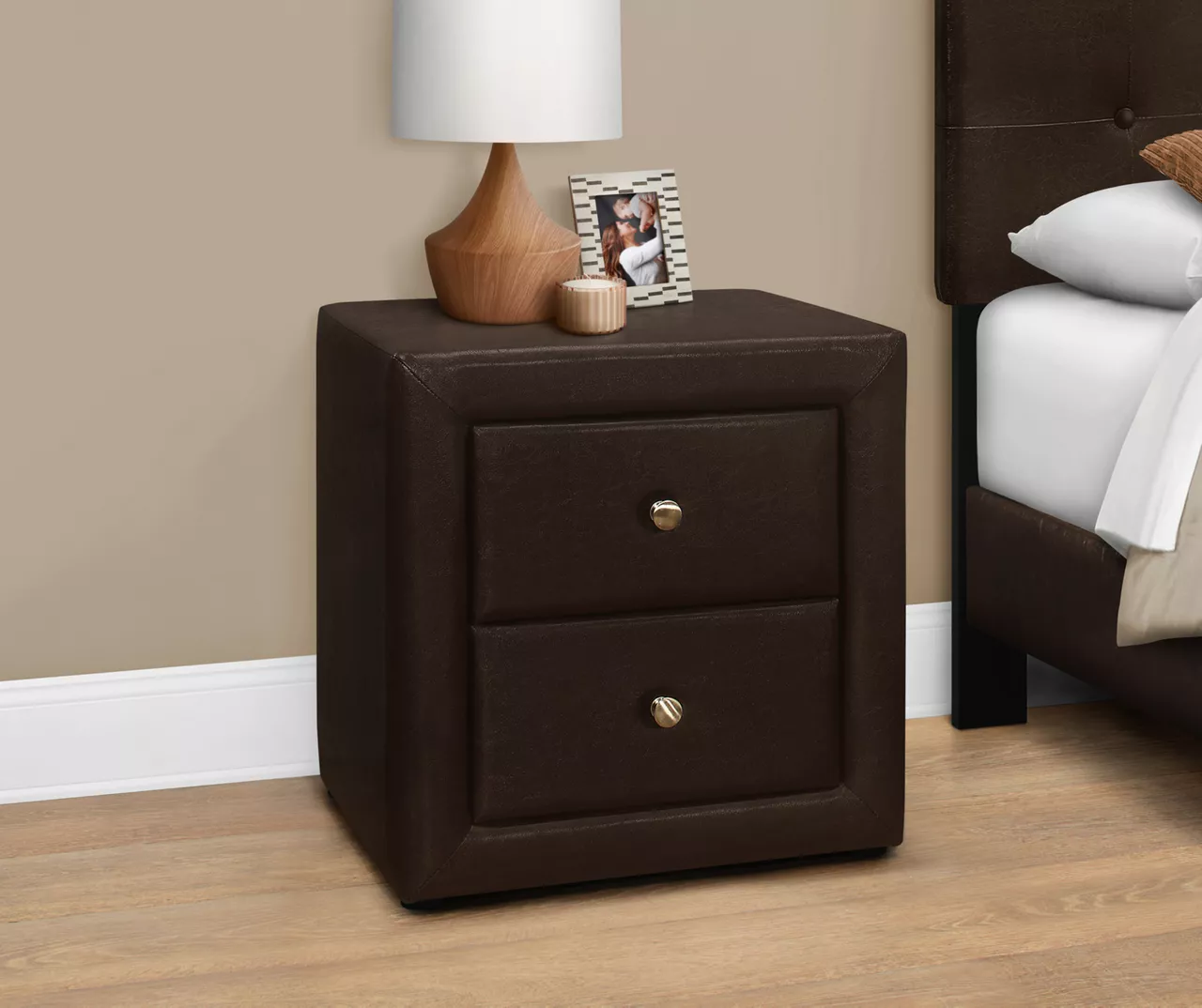 Monarch Faux Leather Nightstand 3 Monarch Faux Leather Nightstand - Image 3