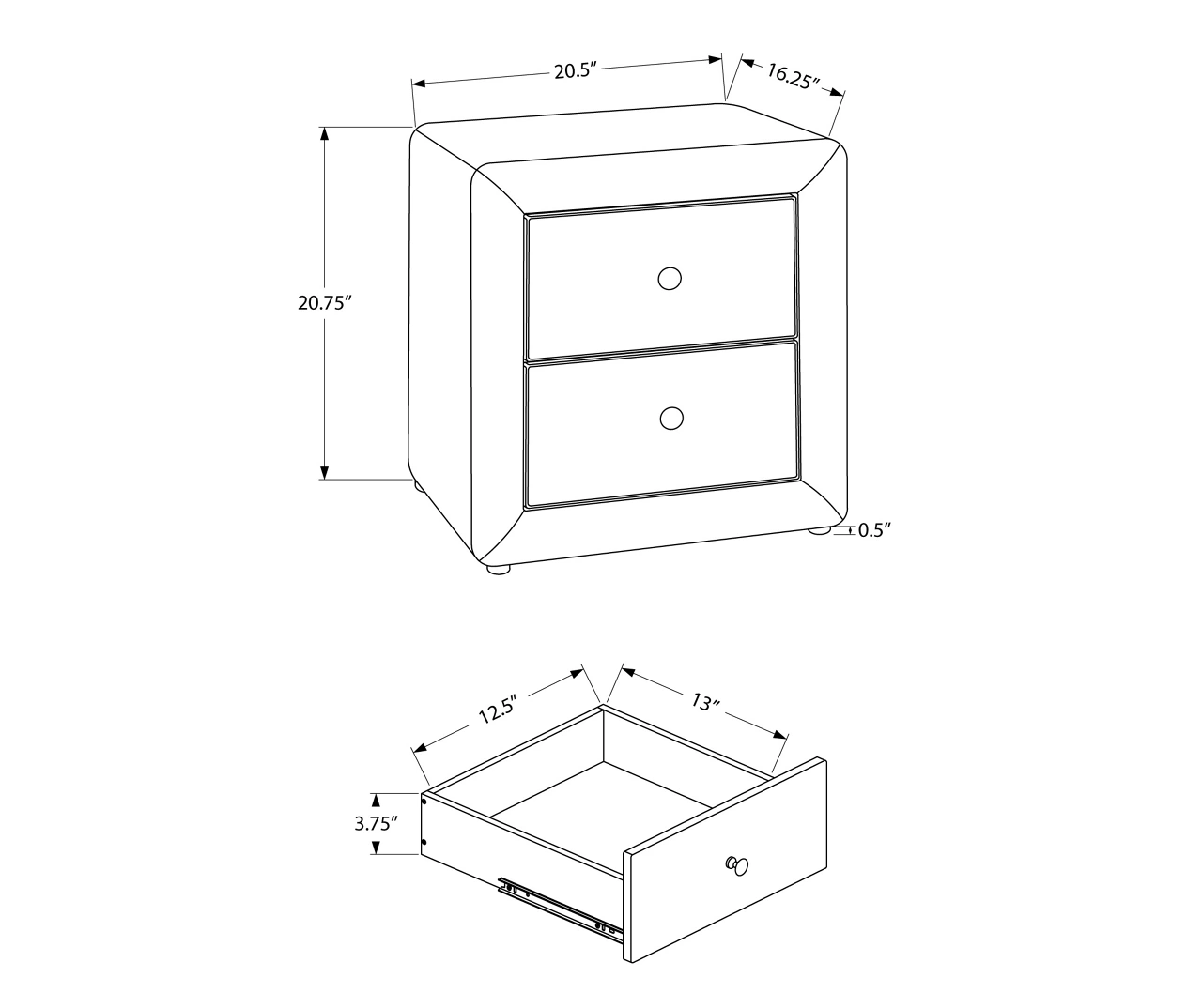 Monarch Faux Leather Nightstand 8 Monarch Faux Leather Nightstand - Image 8