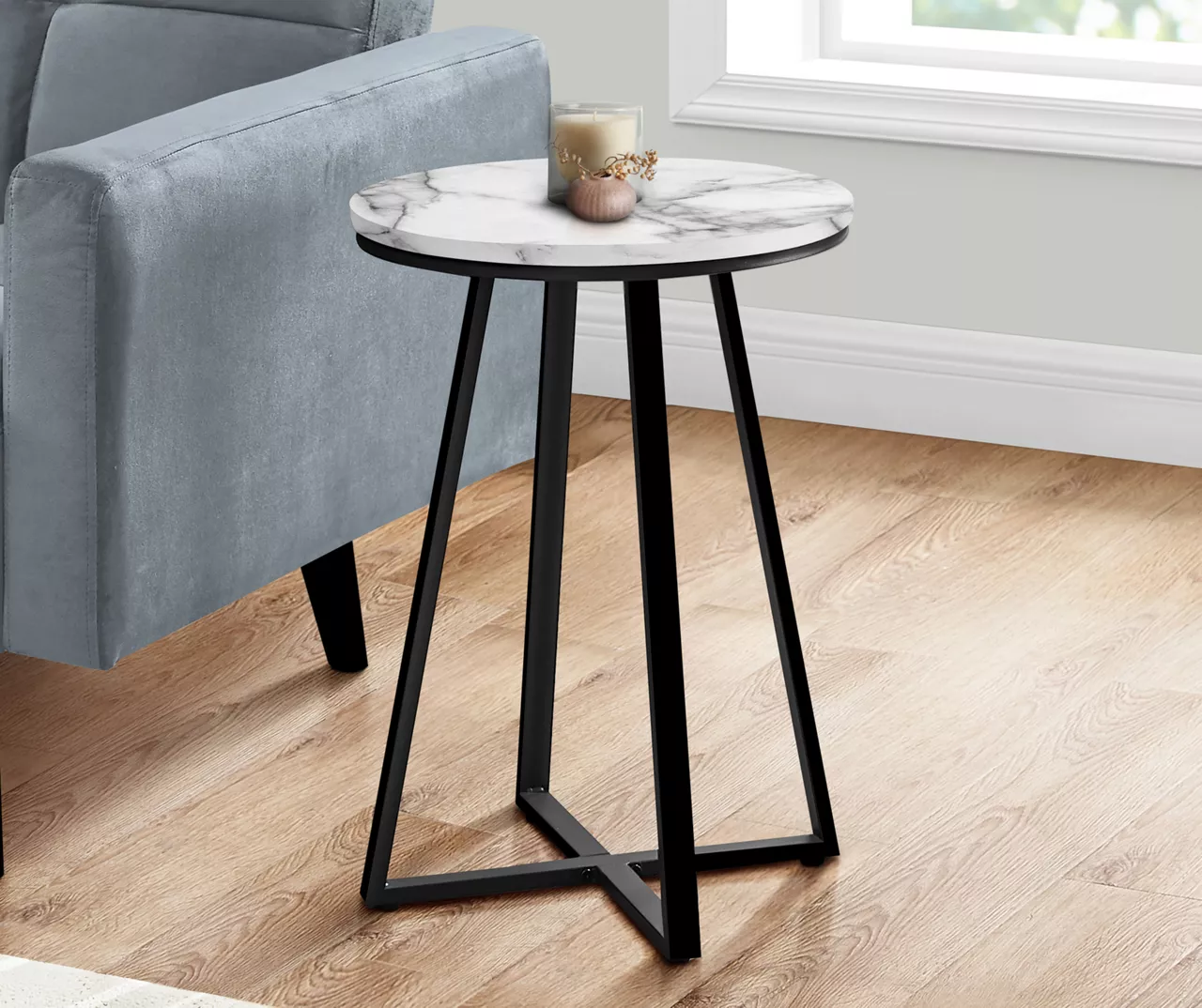 Monarch Faux Marble & Metal Accent Table 14 Monarch Faux Marble & Metal Accent Table - Image 14