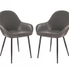 Mid-Century Modern Gray Faux Leather Dining Chairs, 2-Pack
