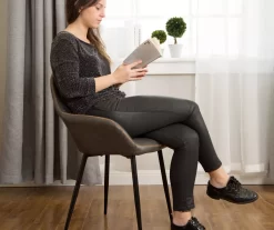 Mid-Century Modern Gray Faux Leather Dining Chairs, 2-Pack -Chic Furniture Shop 810598715 A0 3 1