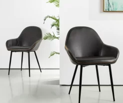 Mid-Century Modern Gray Faux Leather Dining Chairs, 2-Pack -Chic Furniture Shop 810598715 A0 4 1