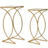 Gold Glass Top 2-Piece Nesting Accent Table Set
