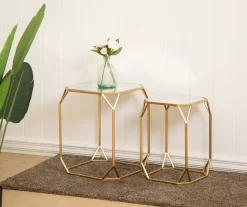 Gold Glass Top 2-Piece Nesting Side Table Set 9 Gold Glass Top 2-Piece Nesting Side Table Set -Chic Furniture Shop 810598721 A0 3