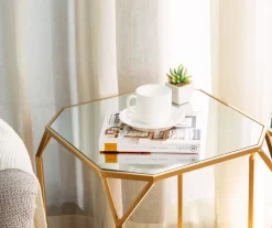 Gold Glass Top 2-Piece Nesting Side Table Set 11 Gold Glass Top 2-Piece Nesting Side Table Set -Chic Furniture Shop 810598721 A0 5