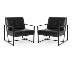 Glitzhome Modern Industrial Faux Leather Accent Chairs, 2-Pack