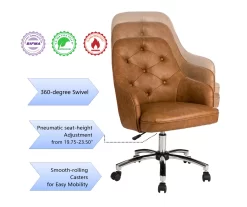 Caramel Brown Faux Leather Tufted Adjustable Office Chair -Chic Furniture Shop 810598931 A0 7