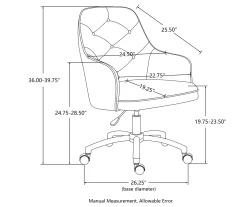 Caramel Brown Faux Leather Tufted Adjustable Office Chair -Chic Furniture Shop 810598931 A0 8