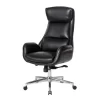 Black Mid-Century Modern Faux Leather Executive Office Chair