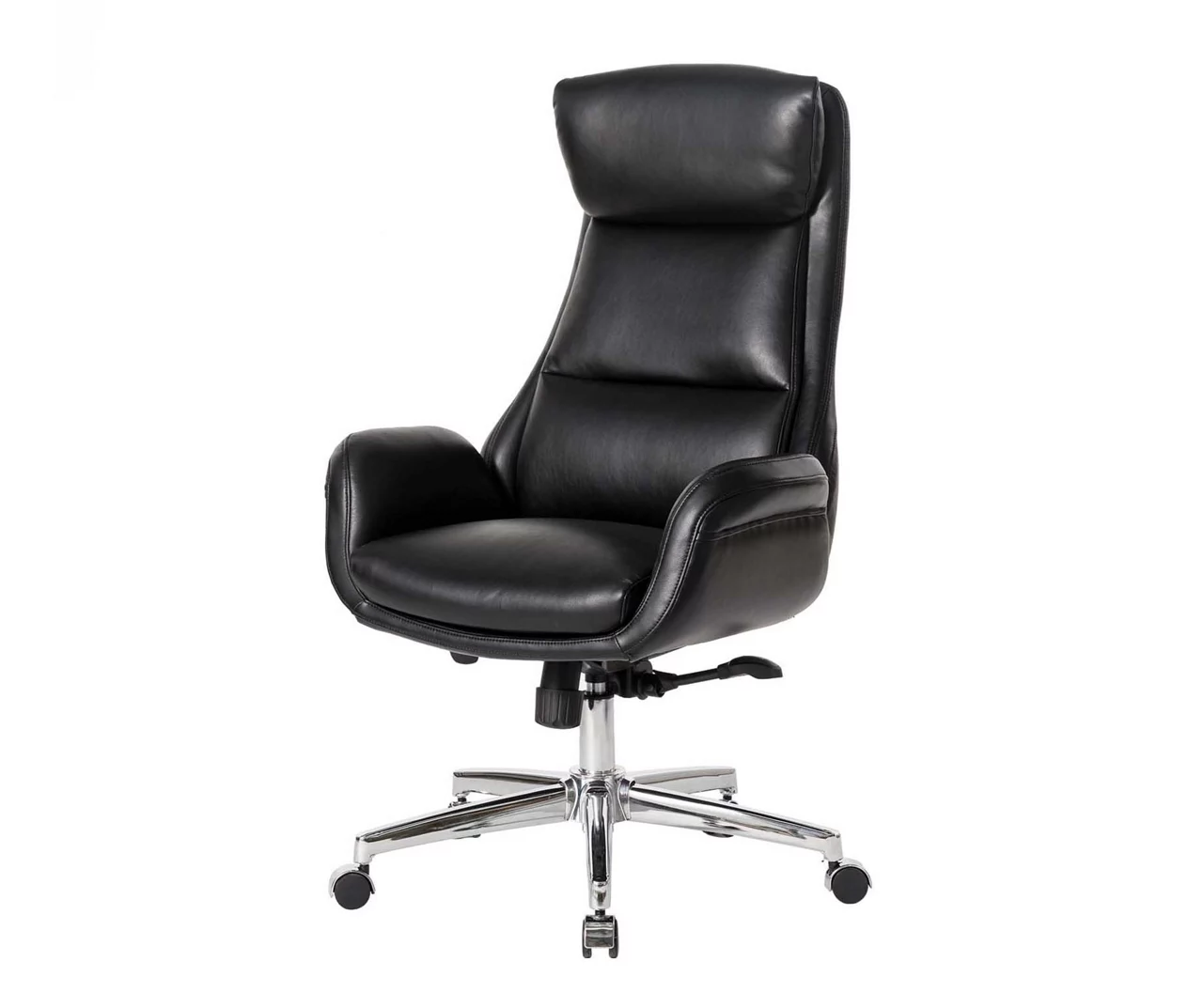 Black Mid-Century Modern Faux Leather Executive Office Chair 1 Black Mid-Century Modern Faux Leather Executive Office Chair