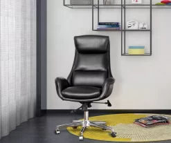 Black Mid-Century Modern Faux Leather Executive Office Chair 9 Black Mid-Century Modern Faux Leather Executive Office Chair -Chic Furniture Shop 810598936 A0 3