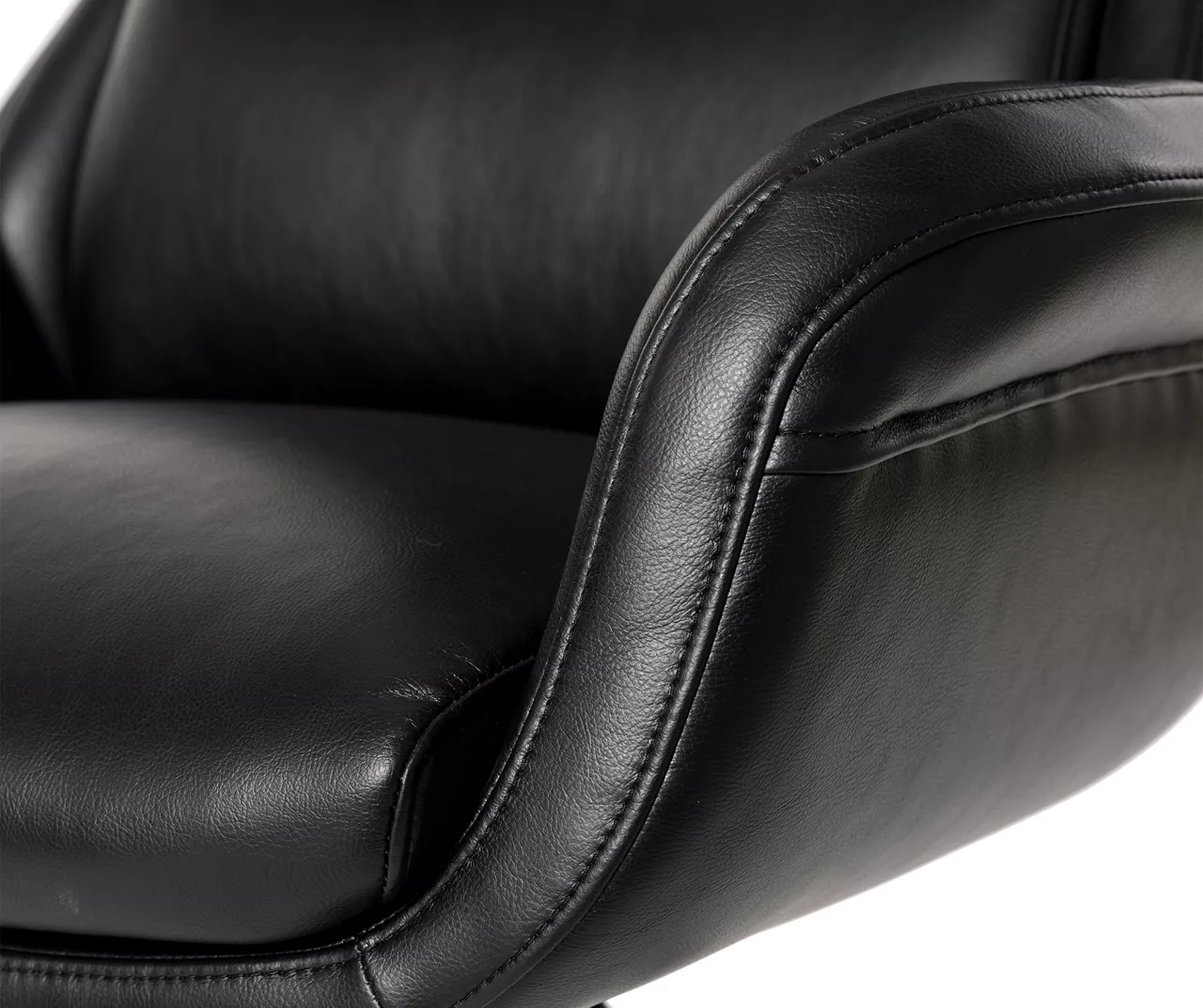 Black Mid-Century Modern Faux Leather Executive Office Chair 5 Black Mid-Century Modern Faux Leather Executive Office Chair - Image 5