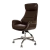 Dark Brown Mid-Century Modern Faux Leather Executive Office Chair
