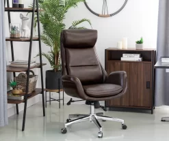 Dark Brown Mid-Century Modern Faux Leather Executive Office Chair -Chic Furniture Shop 810598937 A0 4