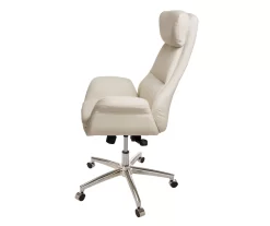 Cream Mid-Century Modern Faux Leather Executive Office Chair -Chic Furniture Shop 810598938 A0 4
