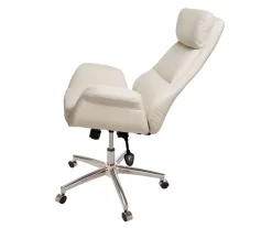Cream Mid-Century Modern Faux Leather Executive Office Chair -Chic Furniture Shop 810598938 A0 5