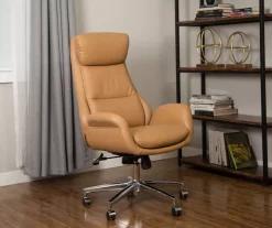 Light Brown Mid-Century Modern Faux Leather Executive Office Chair -Chic Furniture Shop 810598939 A0 4
