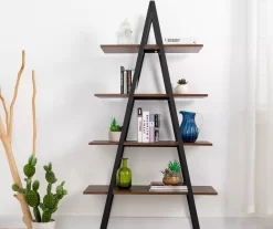 Walnut Modern A-Frame 4-Shelf Bookcase -Chic Furniture Shop 810598942 A0 3