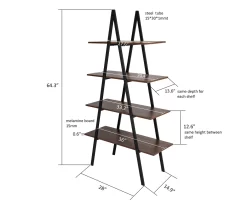 Walnut Modern A-Frame 4-Shelf Bookcase -Chic Furniture Shop 810598942 A0 7
