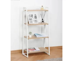 Blonde Wood Look & White 4-Tier Folding Bookcase -Chic Furniture Shop 810606565 A0 2