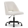 Cream Faux Wool Boucle Rolling Swivel Office Chair