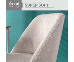 Cream Faux Wool Boucle Rolling Swivel Office Chair -Chic Furniture Shop 810606674 A0 3