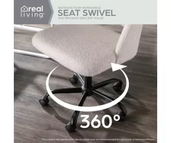 Cream Faux Wool Boucle Rolling Swivel Office Chair -Chic Furniture Shop 810606674 A0 4