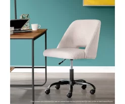 Cream Faux Wool Boucle Rolling Swivel Office Chair -Chic Furniture Shop 810606674 A0 8