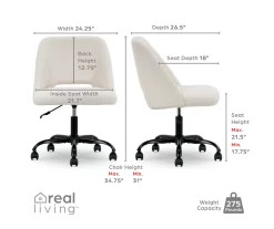 Cream Faux Wool Boucle Rolling Swivel Office Chair -Chic Furniture Shop 810606674 A0 9