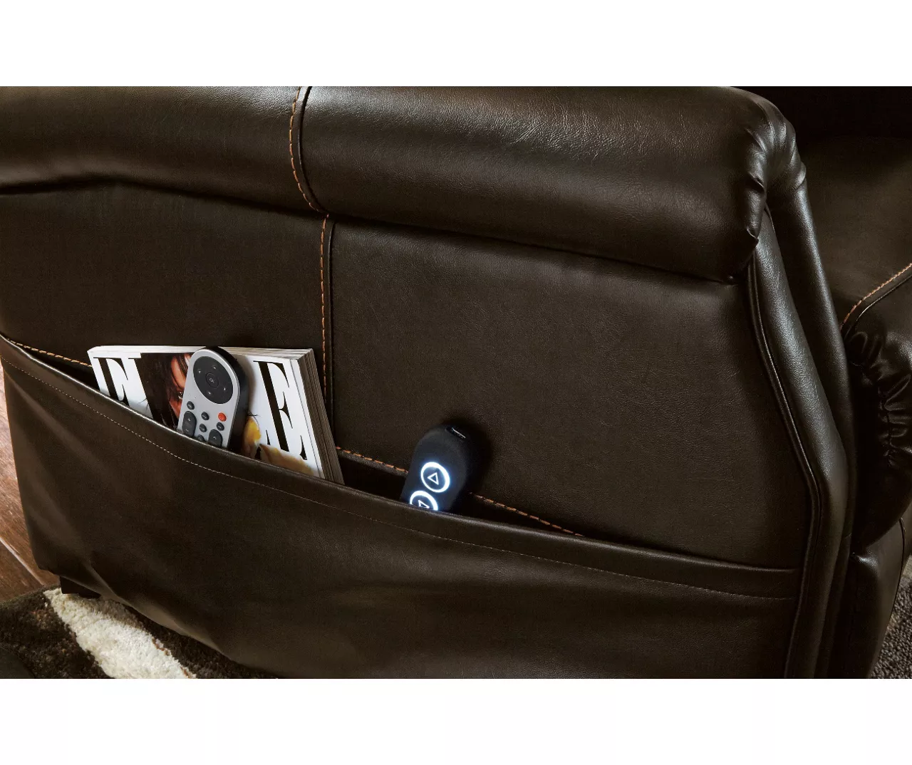 Markridge Chocolate Faux Leather Power Lift Recliner 6 Markridge Chocolate Faux Leather Power Lift Recliner - Image 6