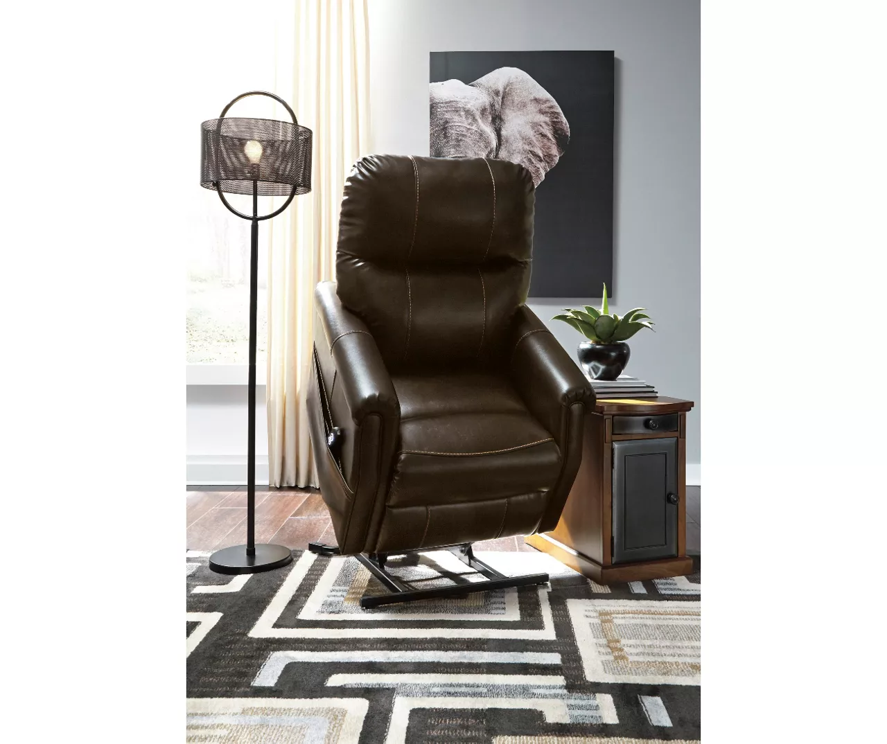Markridge Chocolate Faux Leather Power Lift Recliner 4 Markridge Chocolate Faux Leather Power Lift Recliner - Image 4