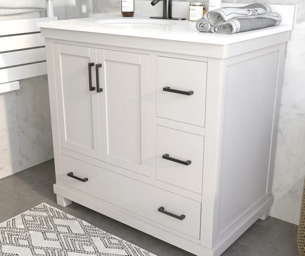 DHP Atwater Living Mills Gray Bathroom Vanity With White Sink 4 DHP Atwater Living Mills Gray Bathroom Vanity With White Sink - Image 4