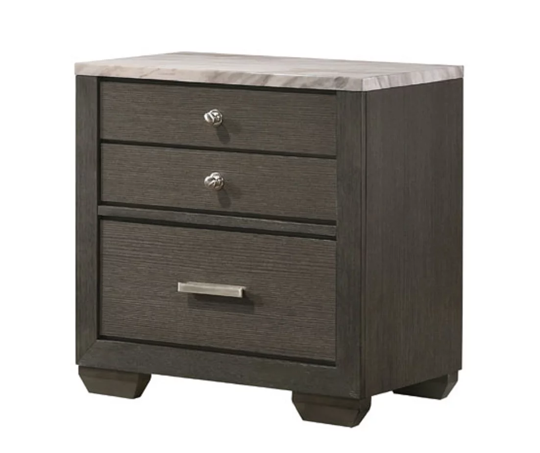 Southall Espresso & Faux Marble 3-Drawer Nightstand 1 Southall Espresso & Faux Marble 3-Drawer Nightstand