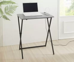 Wood Look Folding Table With USB Charging 16 Wood Look Folding Table With USB Charging -Chic Furniture Shop 810612177 B0 2