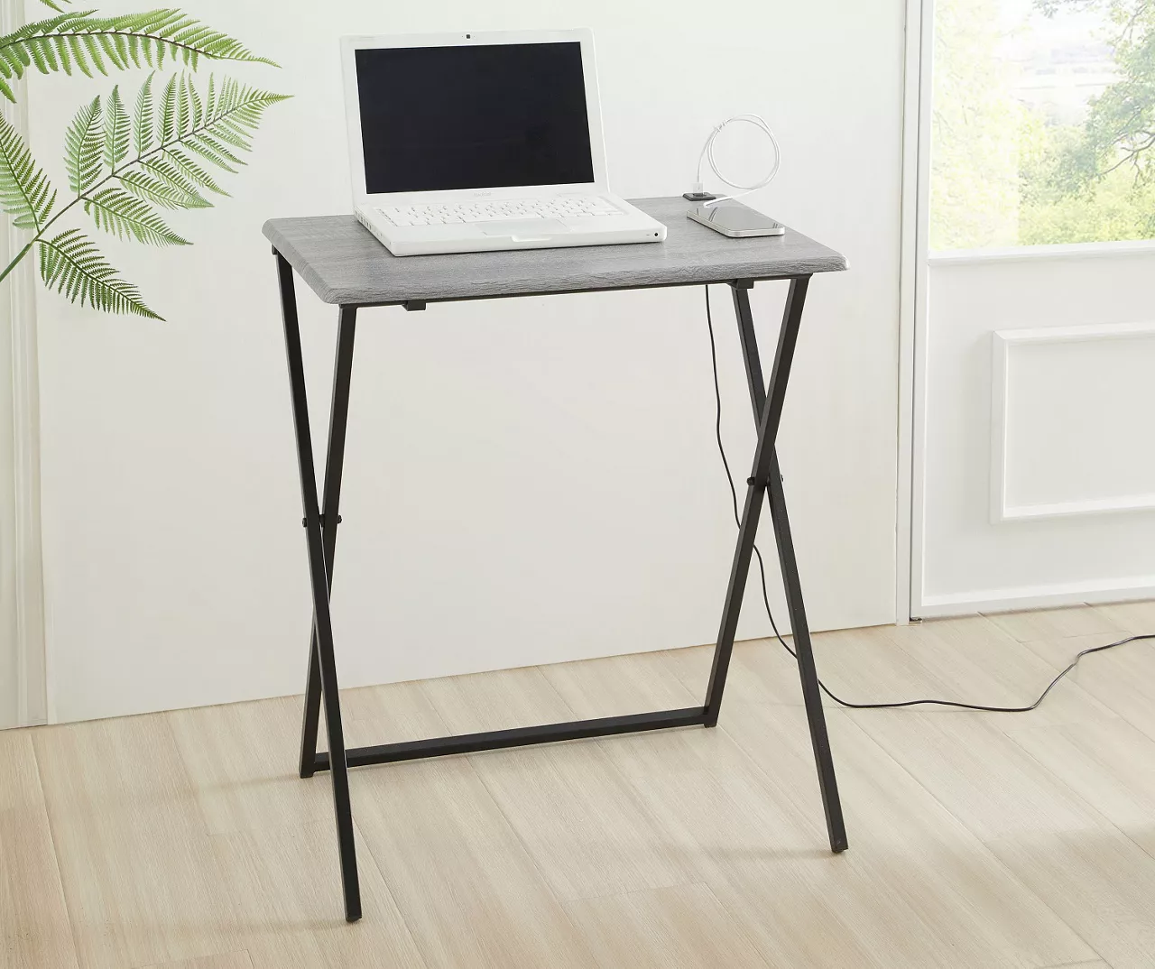 Wood Look Folding Table With USB Charging 7 Wood Look Folding Table With USB Charging - Image 7