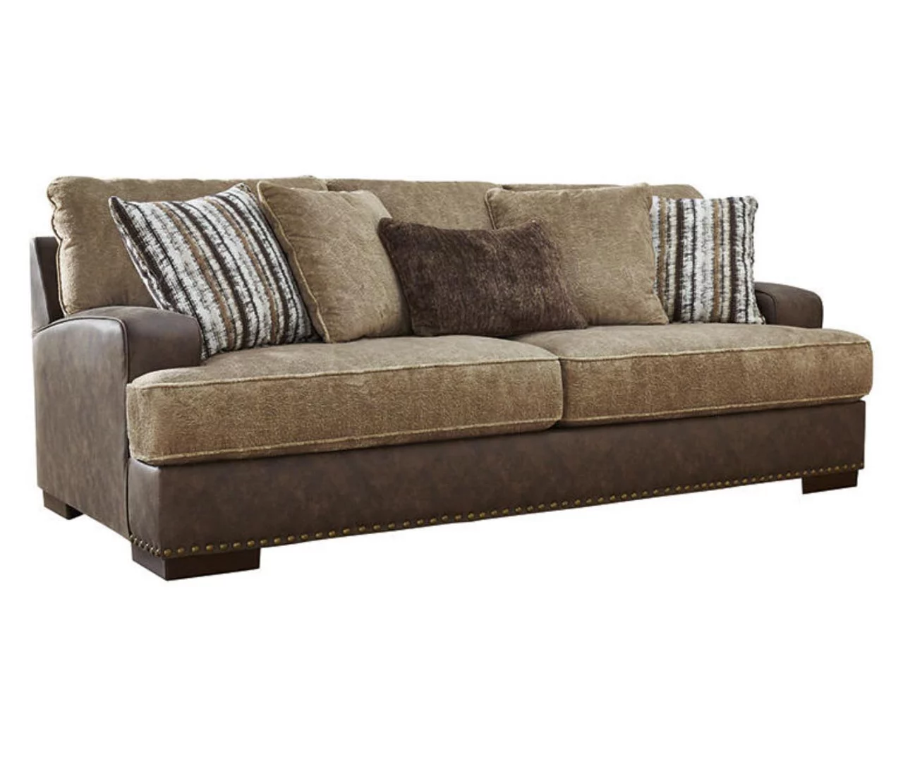 Alesbury Brown Faux Leather Sofa 2 Alesbury Brown Faux Leather Sofa - Image 2