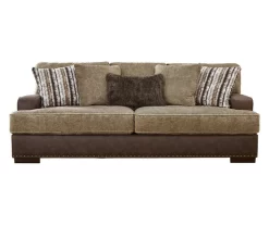 Alesbury Brown Faux Leather Sofa