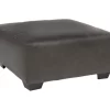 Aberton Gray Faux Leather Oversize Accent Ottoman
