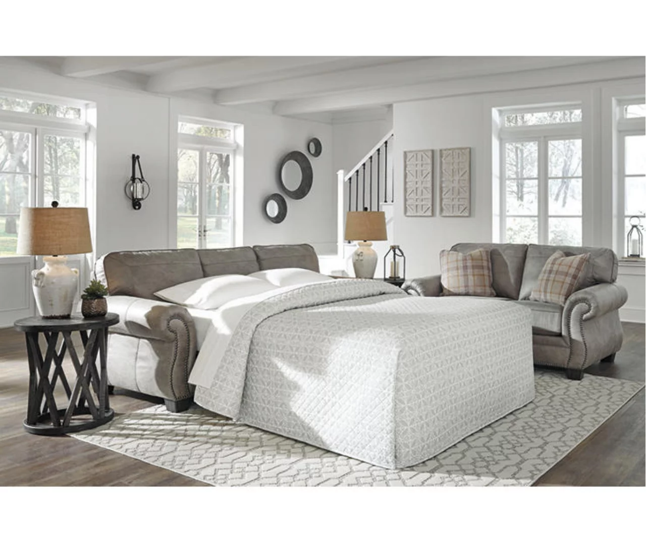 Olsberg Steel Faux Suede Queen Sleeper Sofa 1 Olsberg Steel Faux Suede Queen Sleeper Sofa