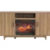 60" Modern Tan Electric Fireplace Console