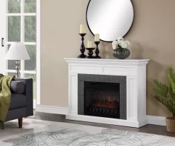 48" Faux Herringbone Mantel Electric Fireplace -Chic Furniture Shop 810617761 B0 2