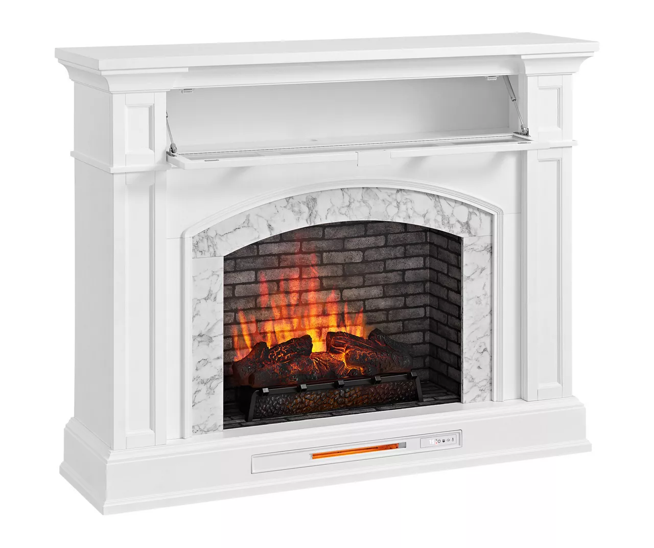 62" White Marble Grand Electric Fireplace Console 7 62" White Marble Grand Electric Fireplace Console - Image 7