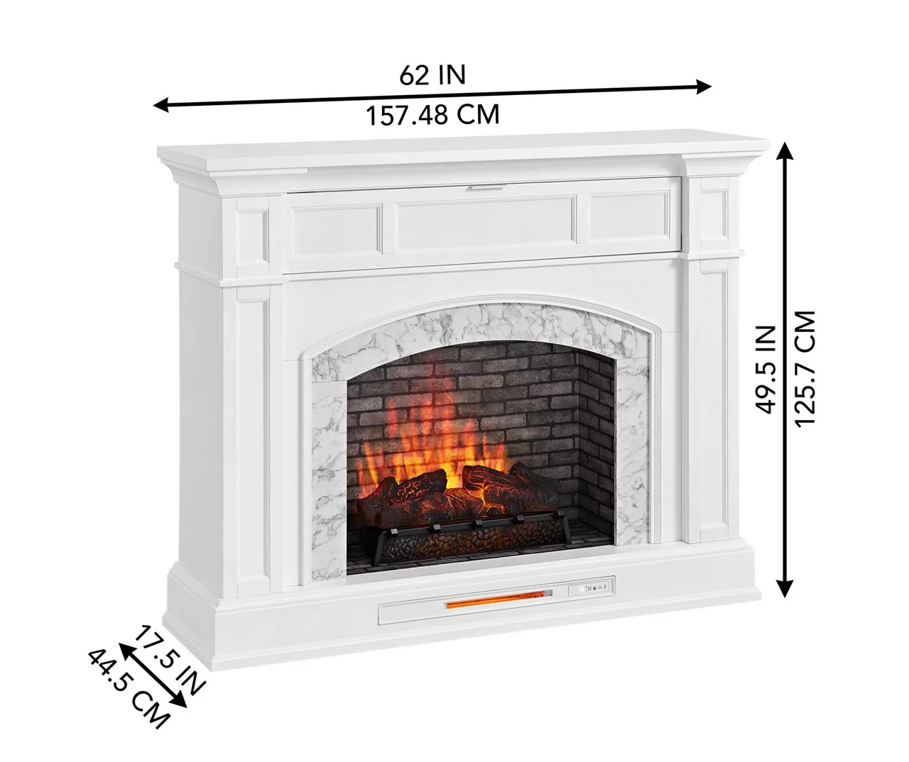 62" White Marble Grand Electric Fireplace Console 12 62" White Marble Grand Electric Fireplace Console - Image 12
