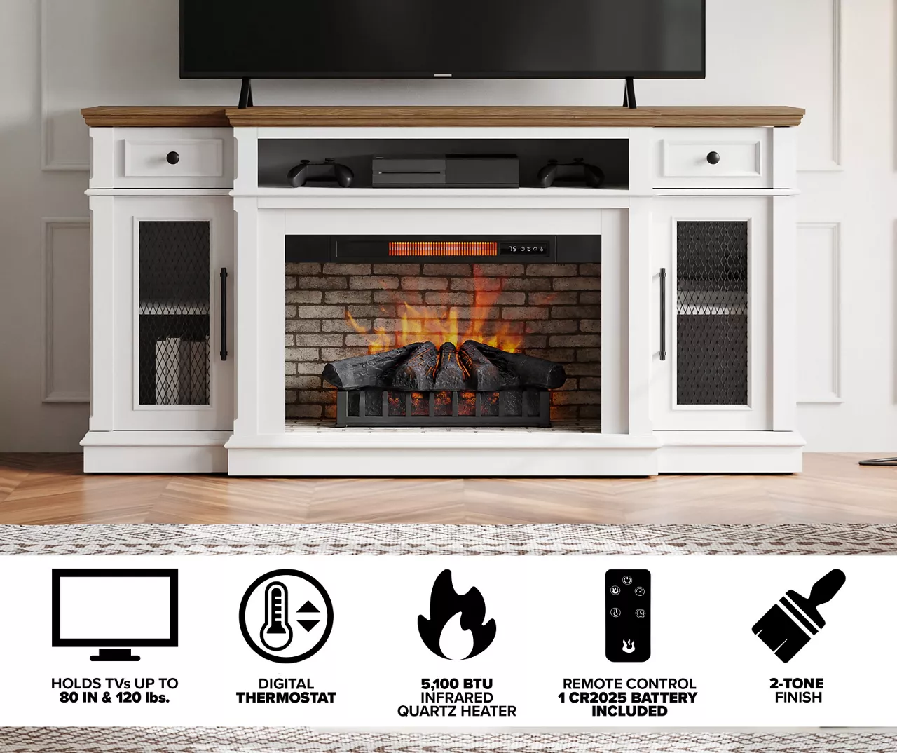 73.5" Castillo Electric Fireplace Console 3 73.5" Castillo Electric Fireplace Console - Image 3