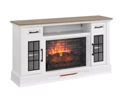 60" White 2-Door Electric Fireplace Console -Chic Furniture Shop 810618088 A0 2