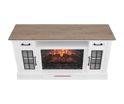 60" White 2-Door Electric Fireplace Console -Chic Furniture Shop 810618088 A0 4