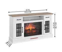 60" White 2-Door Electric Fireplace Console -Chic Furniture Shop 810618088 A6
