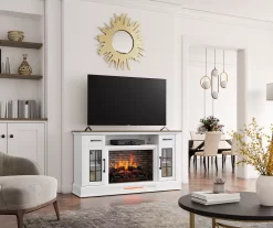 60" White 2-Door Electric Fireplace Console -Chic Furniture Shop 810618088 B0 3