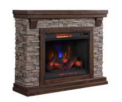 50" Madison Pine & Faux Stone Electric Fireplace -Chic Furniture Shop 810620258 A0 2