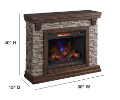 50" Madison Pine & Faux Stone Electric Fireplace -Chic Furniture Shop 810620258 A6